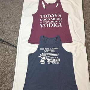 Women's Graphic Tank Tops - Med Maroon and XL Blue Racerback Free shipping